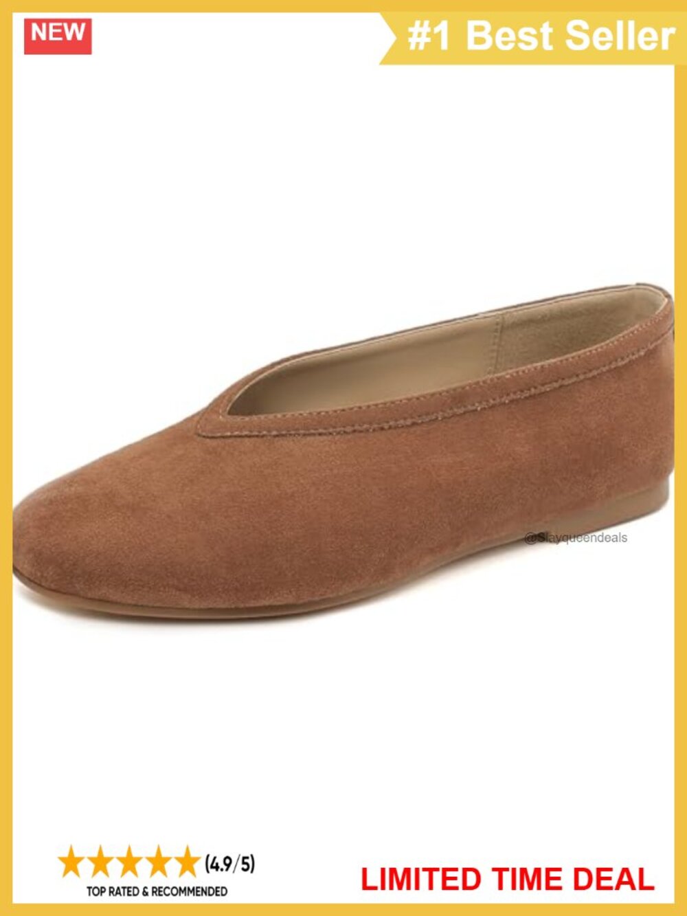 Suede Ballet Flats Women Round Toe Slip On Comfort Dress Shoes